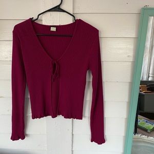 Knit Open Front Tie Top